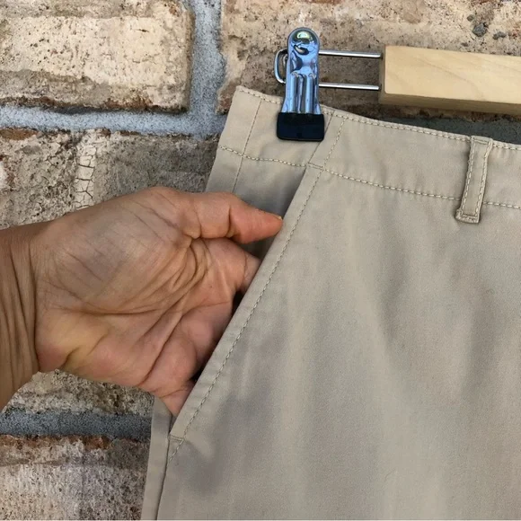 j.Jill Cotton Blend Stretchy Zipper/Button Pocket Over The Knee Khaki Skirt 8 P - Picture 2 of 9